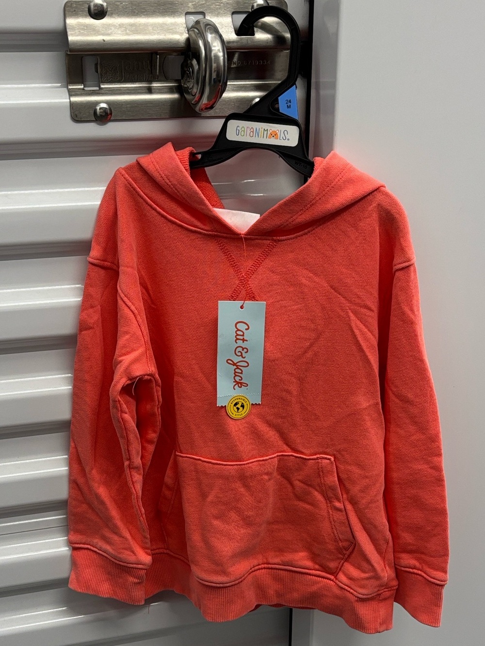 NWT Cat & Jack Coral Orange Hooded Pullover Sweatshirt - Kids 3T Lightweight